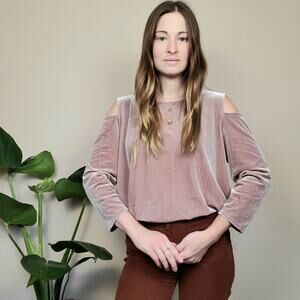 Alfani Velvet Cold Shoulder Tunic Pink Mauve Large